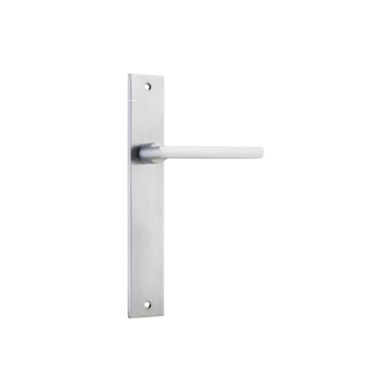 Door Lever Baltimore on Long Backplate Brushed Chrome H240xW38xP55mm in Brushed Chrome