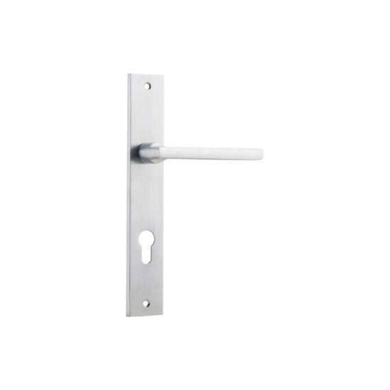 Door Lever Baltimore Rectangular Euro Brushed Chrome CTC85mm H240xW38xP55mm in Brushed Chrome