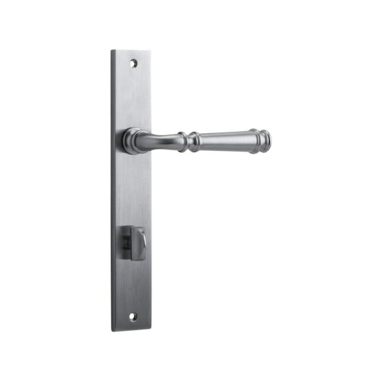 Door Lever Verona Rectangular Privacy Brushed Chrome CTC85mm H237xW50xP59mm in Brushed Chrome