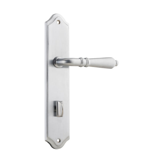 Door Lever Sarlat Shouldered Privacy Brushed Chrome CTC85mm H250xW48xP57mm in Brushed Chrome