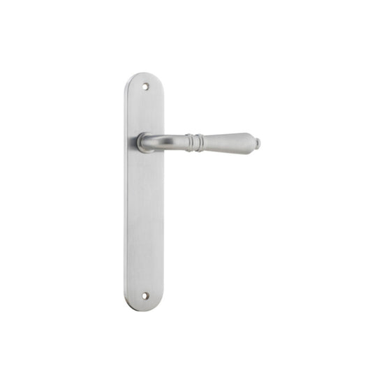 Door Lever Sarlat Oval Latch Brushed Chrome H230xW40xP55mm in Brushed Chrome