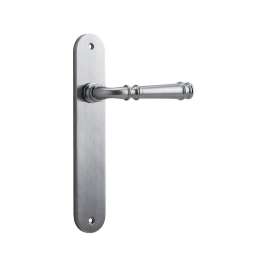 Door Lever Verona Oval Latch Brushed Chrome H237xW50xP59mm in Brushed Chrome