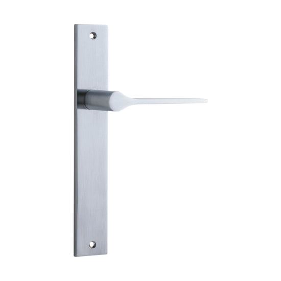 Door Lever Como Rectangular Latch Brushed Chrome H240xW38xP59mm in Brushed Chrome