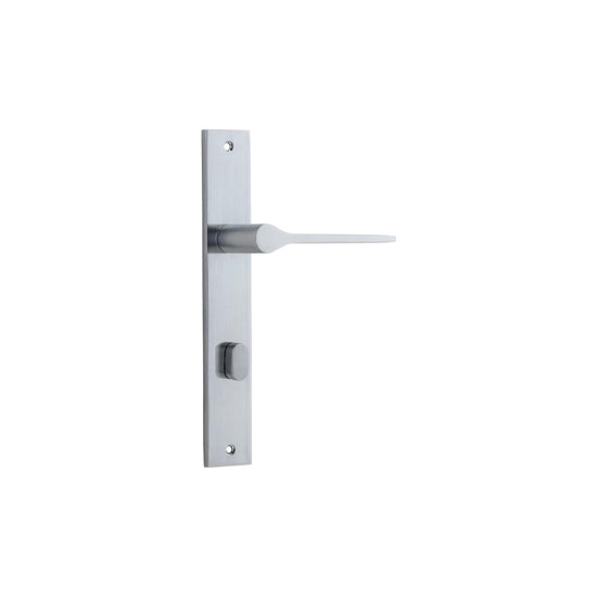 Door Lever Como Rectangular Privacy Brushed Chrome CTC85mm H240xW38xP59mm in Brushed Chrome