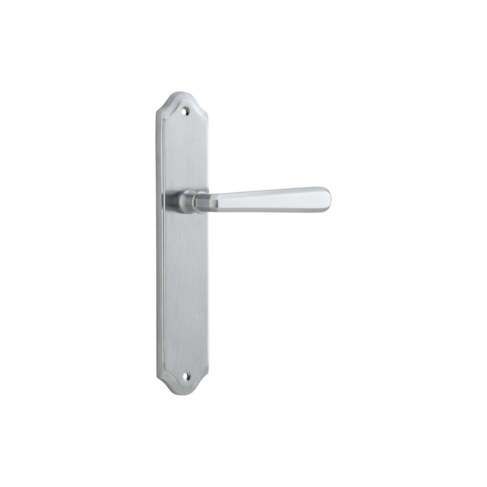 Door Lever Copenhagen Shouldered Latch Pair Brushed Chrome H250xW48xP61mm in Brushed Chrome