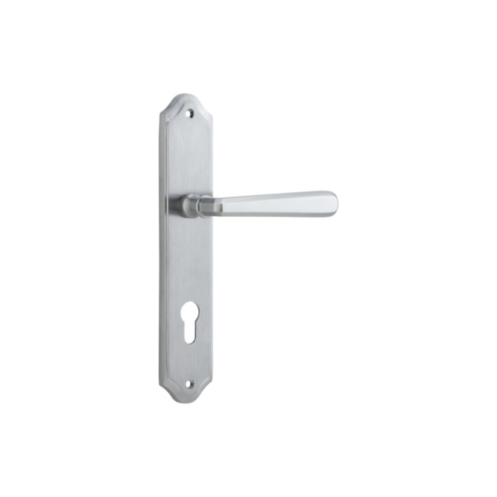 Door Lever Copenhagen Shouldered Euro Pair Brushed Chrome CTC85mm H250xW48xP61mm in Brushed Chrome