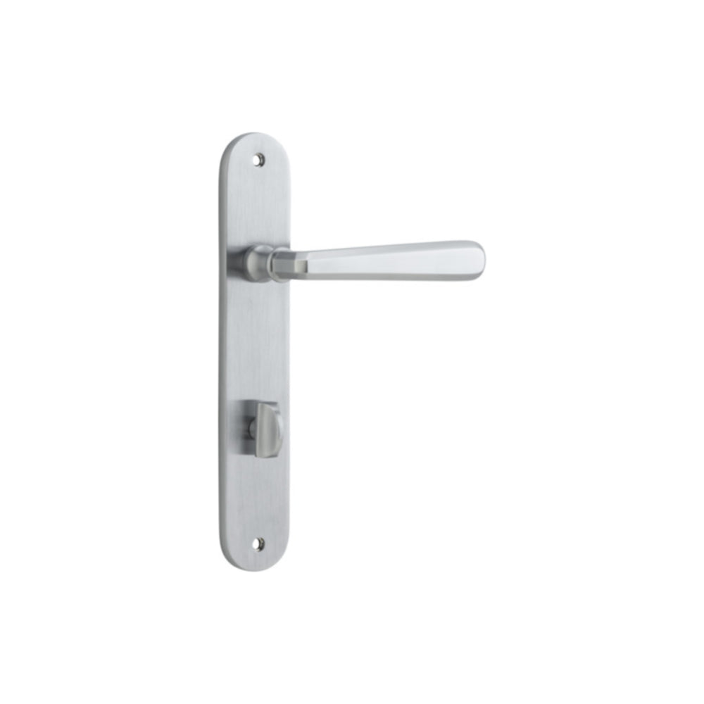 Door Lever Copenhagen Oval Privacy Pair Brushed Chrome CTC85mm H240xW40xP61mm in Brushed Chrome