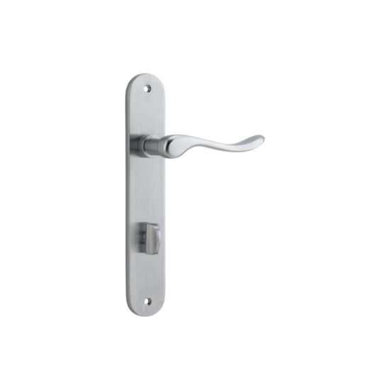 Door Lever Stirling Oval Privacy Pair Brushed Chrome CTC85mm H240xW40xP64mm in Brushed Chrome