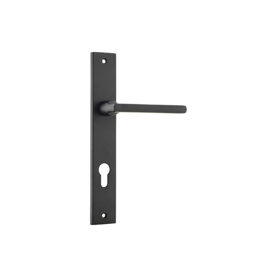 Door Lever Baltimore Rectangular Euro Matt Black CTC85mm H240xW38xP55mm in Matt Black