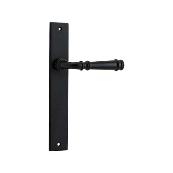 Door Lever Verona on Long Backplate Matt Black H237xW50xP59mm in Matt Black