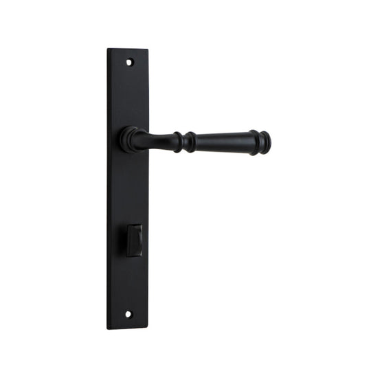 Door Lever Verona Rectangular Privacy Matt Black CTC85mm H237xW50xP59mm in Matt Black