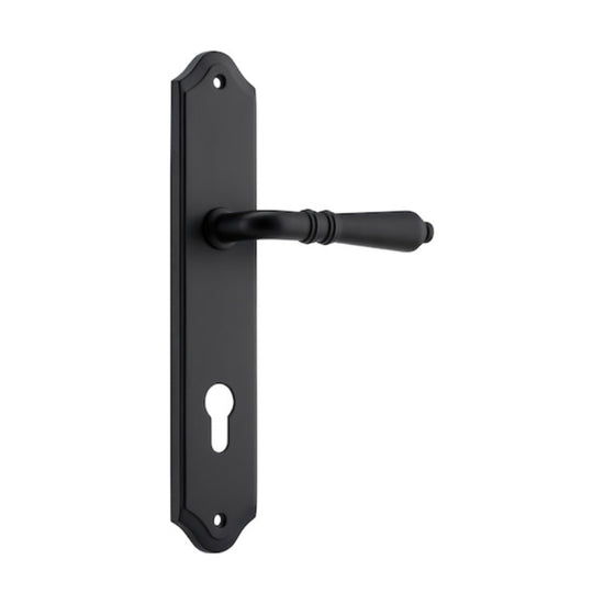 Door Lever Sarlat Shouldered Euro Matt Black CTC85mm H250xW48xP57mm in Matt Black