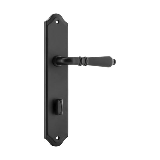 Door Lever Sarlat Shouldered Privacy Matt Black CTC85mm H250xW48xP57mm in Matt Black