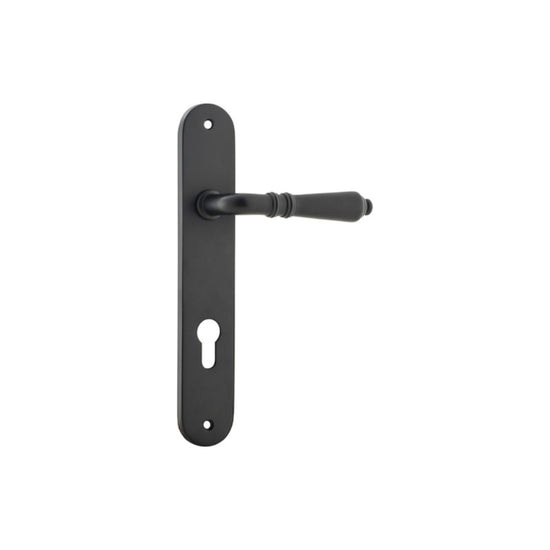 Door Lever Sarlat Oval Euro Matt Black CTC85mm H230xW40xP55mm in Matt Black