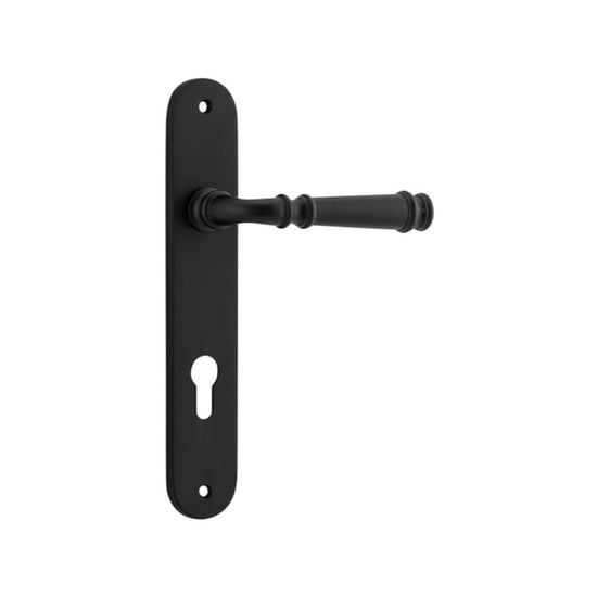 Door Lever Verona Oval Euro Matt Black CTC85mm H237xW50xP59mm in Matt Black