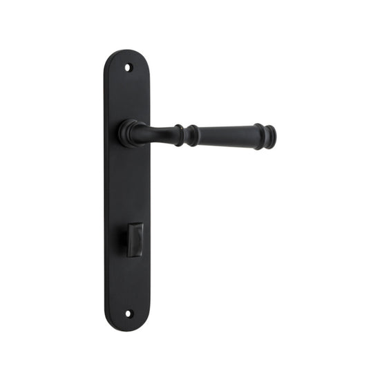 Door Lever Verona Oval Privacy Matt Black CTC85mm H237xW50xP59mm in Matt Black