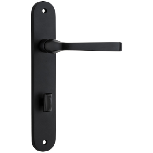 Door Lever Annecy Oval Privacy Matt Black CTC85mm H230xW40xP62mm in Matt Black