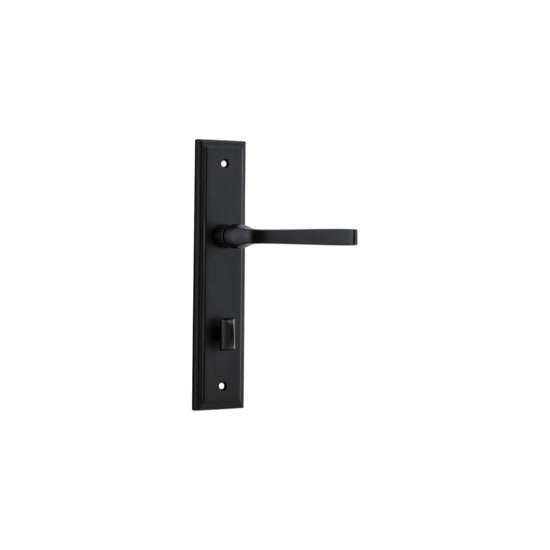 Door Lever Annecy Stepped Privacy Matt Black CTC85mm H237xW50xP65mm in Matt Black