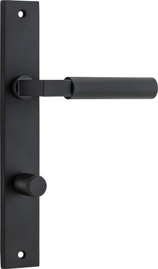 Door Lever Berlin Rectangular Privacy Matt Black CTC85mm H240xW38xP57mm in Matt Black