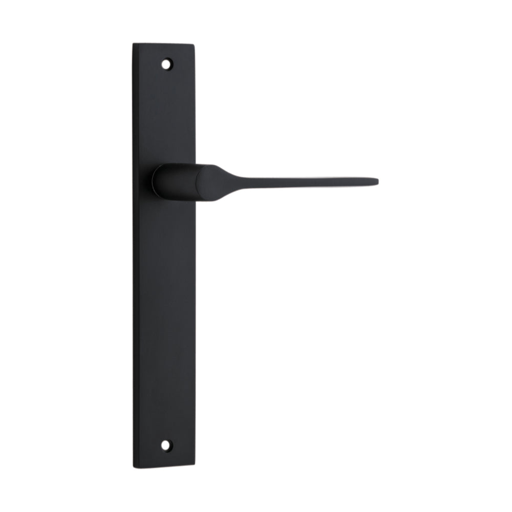 Door Lever Como Rectangular Latch Matt Black H240xW38xP59mm in Matt Black