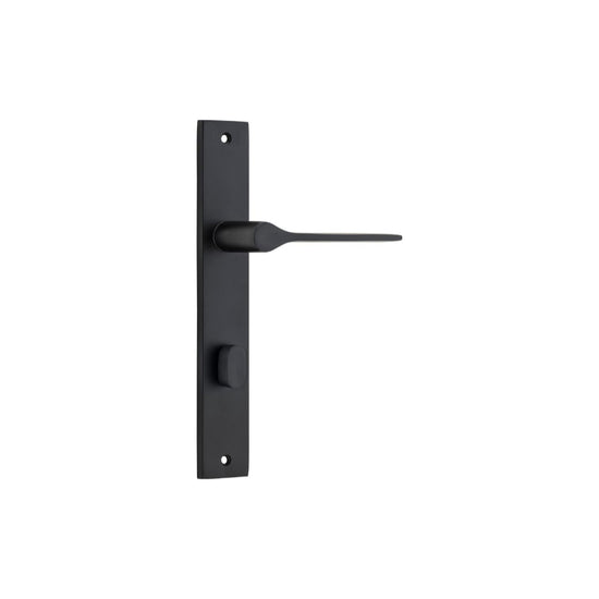 Door Lever Como Rectangular Privacy Matt Black CTC85mm H240xW38xP59mm in Matt Black