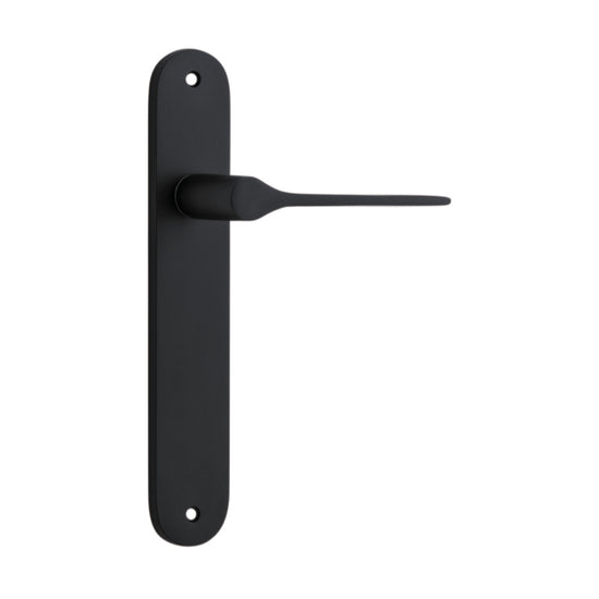 Door Lever Como Oval Latch Matt Black H240xW40xP59mm in Matt Black