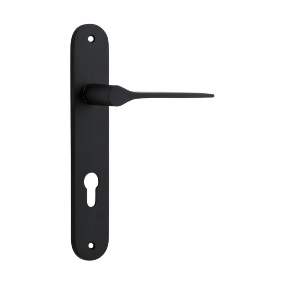 Door Lever Como Oval Euro Matt Black CTC85mm H240xW40xP59mm in Matt Black