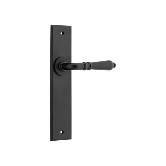 Door Lever Sarlat Chamfered Latch Matt Black H240xW50xP55mm in Matt Black