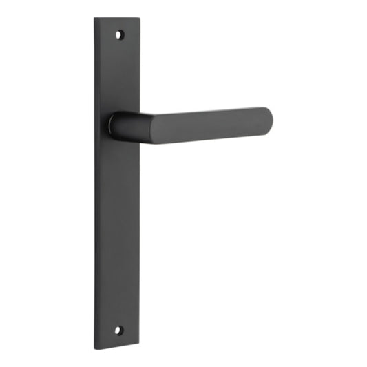 Door Lever Osaka on Long Backplate Pair Matt Black H240xW38xP55mm in Matt Black