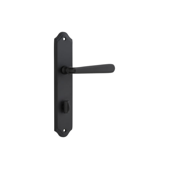 Door Lever Copenhagen Shouldered Privacy Pair Matt Black CTC85mm H250xW48xP61mm in Matt Black