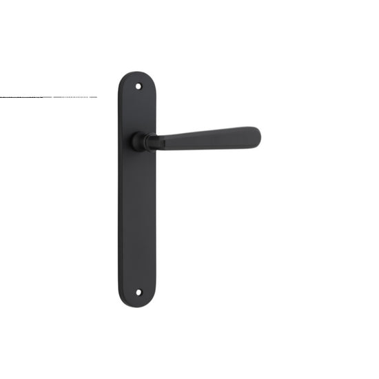 Door Lever Copenhagen Oval Latch Pair Matt Black H240xW40xP61mm in Matt Black