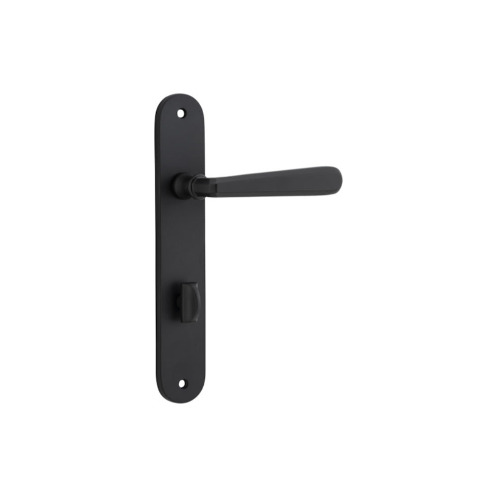 Door Lever Copenhagen Oval Privacy Pair Matt Black CTC85mm H240xW40xP61mm in Matt Black