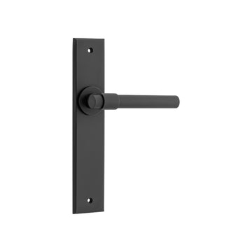 Door Lever Helsinki Chamfered Latch Matt Black H240xW50xP60mm in Matt Black