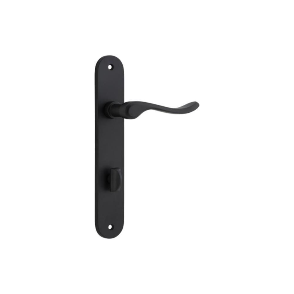 Door Lever Stirling Oval Privacy Pair Matt Black CTC85mm H240xW40xP64mm in Matt Black