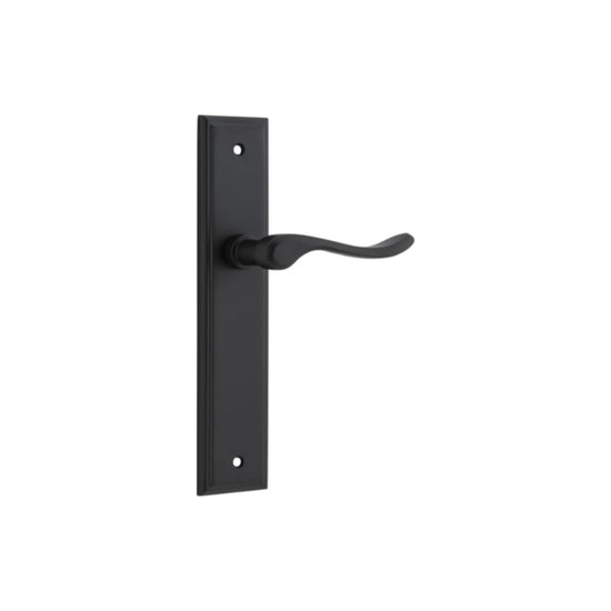 Door Lever Stirling Stepped Latch Pair Matt Black H237xW50xP64mm in Matt Black