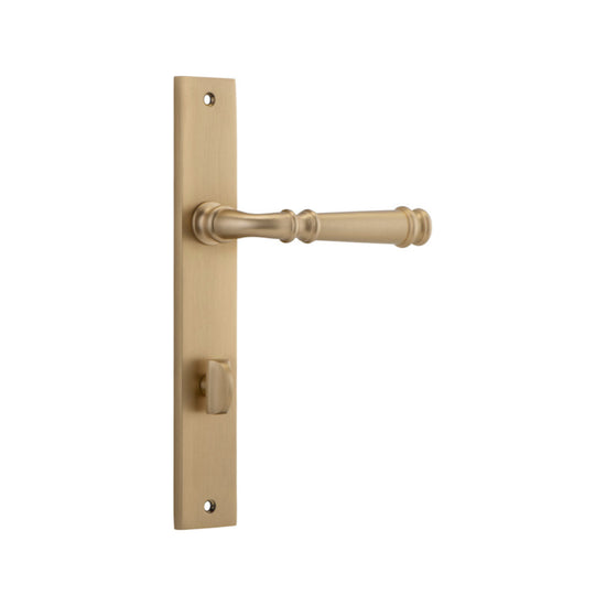 Door Lever Verona Rectangular Privacy Brushed Brass CTC85mm H237xW50xP59mm in Brushed Brass