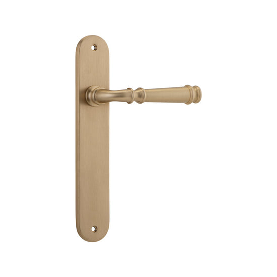 Door Lever Verona Oval Latch Brushed Brass H237xW50xP59mm in Brushed Brass