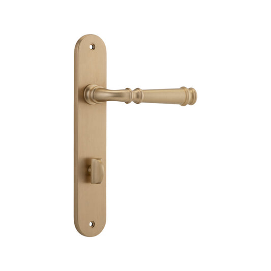 Door Lever Verona Oval Privacy Brushed Brass CTC85mm H237xW50xP59mm in Brushed Brass