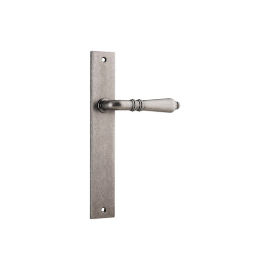 Door Lever Sarlat Rectangular Plain Distressed Nickel CTC85mm H240xW38xP55mm in Distressed Nickel