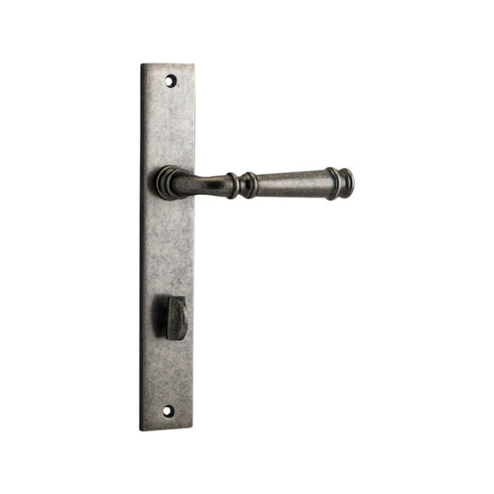 Door Lever Verona Rectangular Privacy Distressed Nickel CTC85mm H237xW50xP59mm in Distressed Nickel