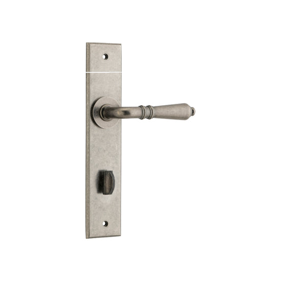 Door Lever Sarlat Chamfered Privacy Distressed Nickel CTC85mm in Distressed Nickel