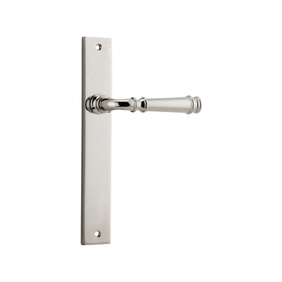 Door Lever Verona on Long Backplate Polished Nickel H237xW50xP59mm in Polished Nickel