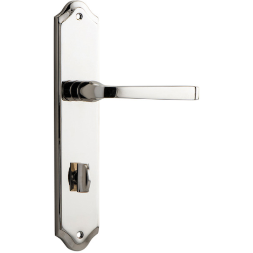 Door Lever Annecy Shouldered Privacy Polished Nickel CTC85mm H237xW50xP65mm in Polished Nickel