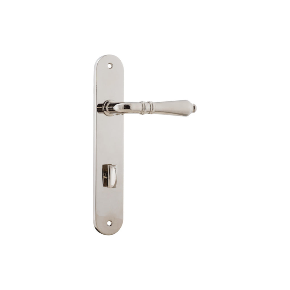 Door Lever Sarlat Oval Privacy Polished Nickel CTC85mm H230xW40xP55mm in Polished Nickel