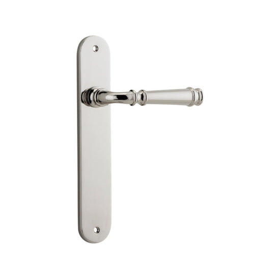 Door Lever Verona Oval Latch Polished Nickel H237xW50xP59mm in Polished Nickel