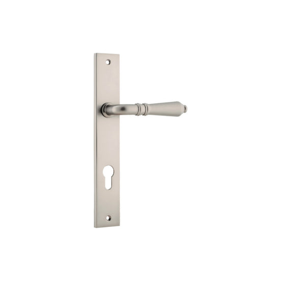 Door Lever Sarlat Rectangular Euro Satin Nickel CTC85mm H240xW38xP55mm in Satin Nickel