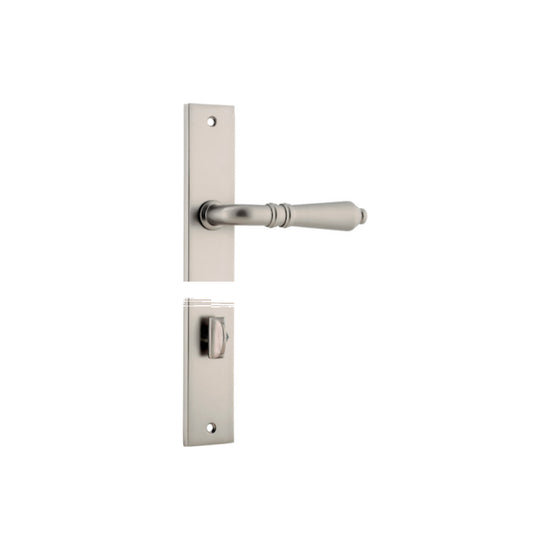 Door Lever Sarlat Rectangular Privacy Satin Nickel CTC85mm H240xW38xP55mm in Satin Nickel