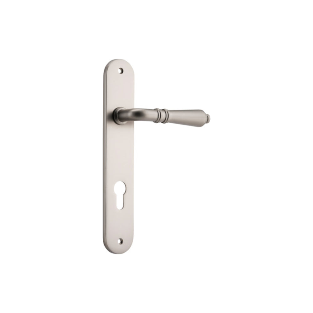 Door Lever Sarlat Oval Euro Satin Nickel CTC85mm H230xW40xP55mm in Satin Nickel