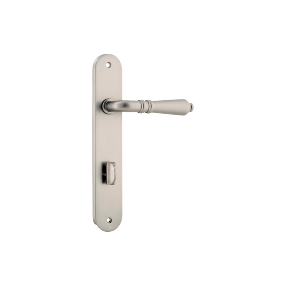 Door Lever Sarlat Oval Privacy Satin Nickel CTC85mm H230xW40xP55mm in Satin Nickel