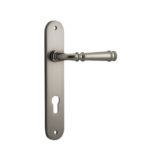 Door Lever Verona Oval Euro Satin Nickel CTC85mm H237xW50xP59mm in Satin Nickel